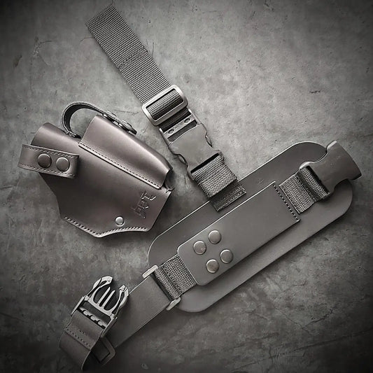 Leather Drop Leg Holster for Glock 19  Black