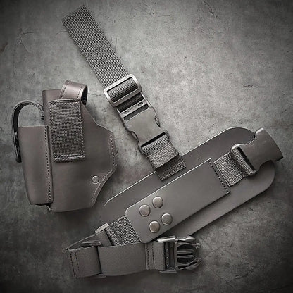 Leather Drop Leg Holster for Glock 19  Black