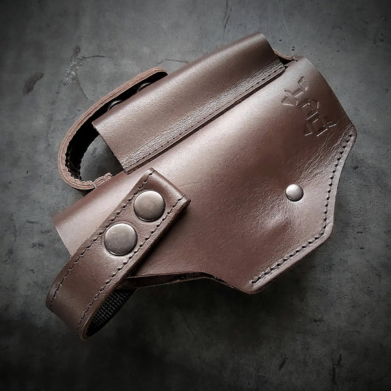 Leather Belt Holster for Glock 19 / Walther PDP Full Size with Magazine Pouch  Brown
