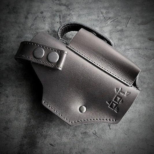 Leather Belt Holster for Glock 19 / Walther PDP Full Size with Magazine Pouch  Black