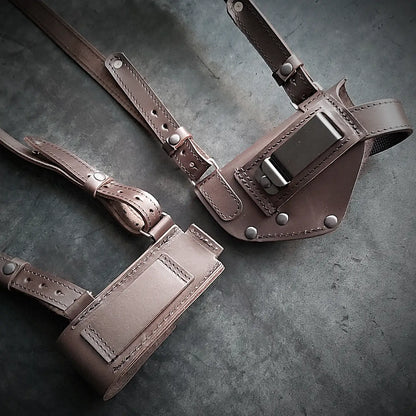 Leather Shoulder Holster for PM with Extra Magazine Pouch | Brown