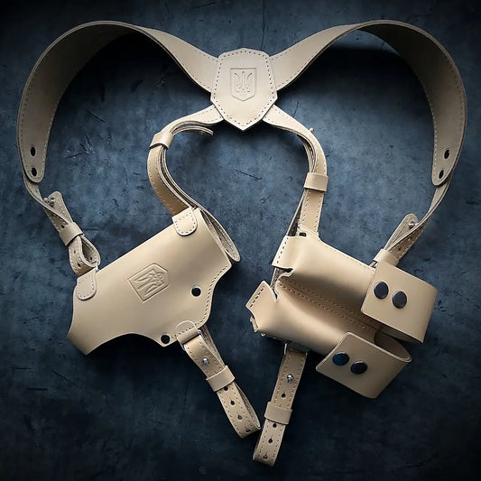 Leather Shoulder Holster for Glock 19 / 19X  — Personalized  Tactical Holster   Coyote
