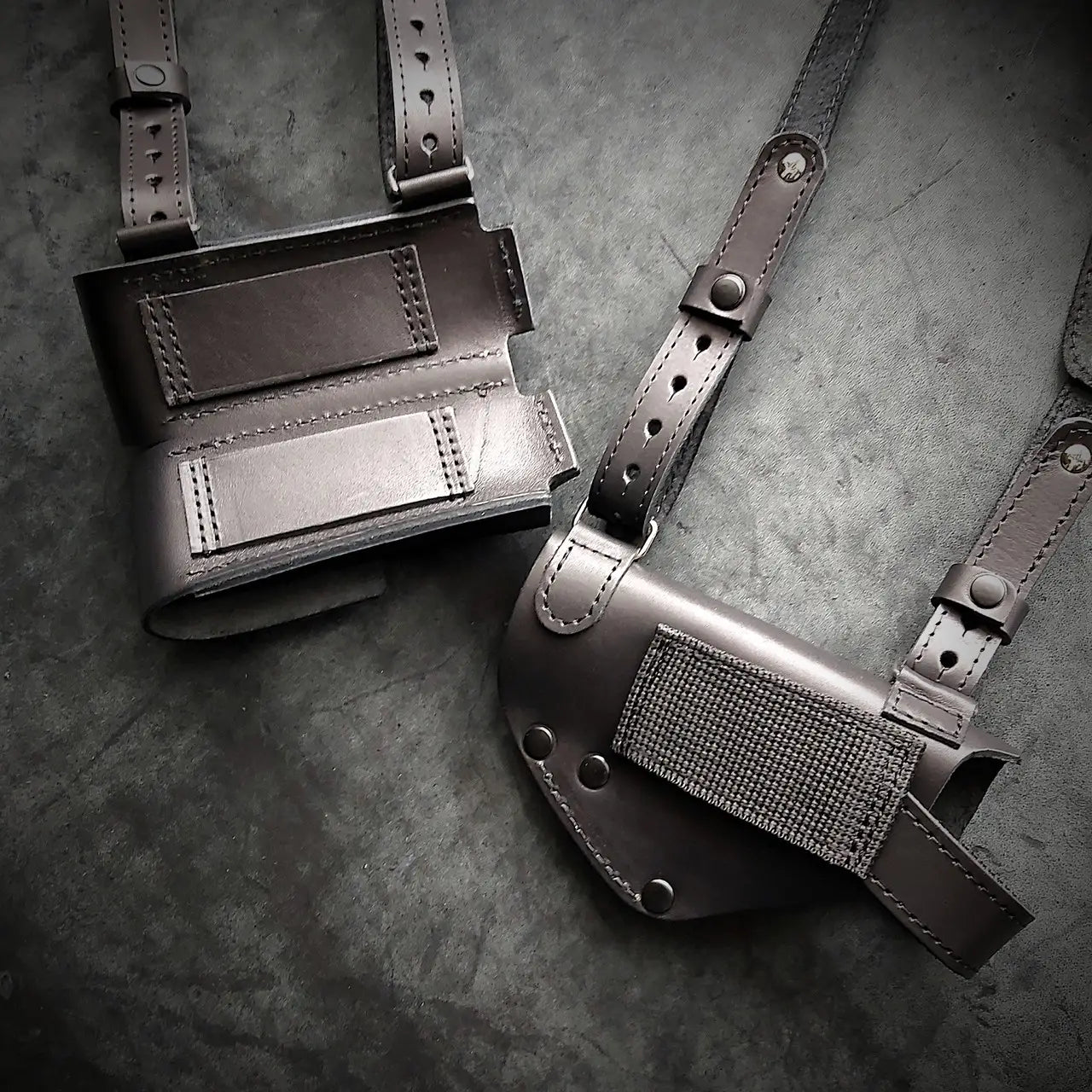 Makarov PM Shoulder Holster System | Leather | 2 Mag Pouches | Black