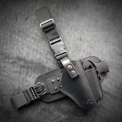 Glock 17 Leather Thigh Holster – Tactical Drop Leg, Black