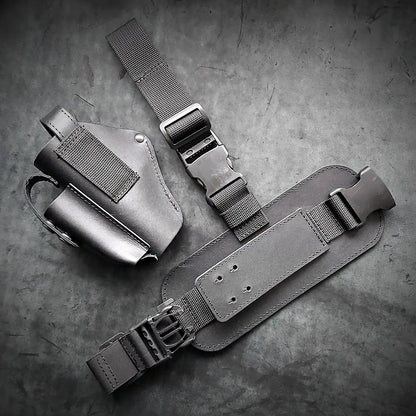 Glock 17 Leather Thigh Holster – Tactical Drop Leg, Black