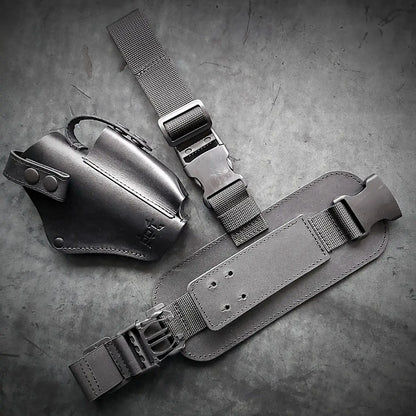 Glock 17 Leather Thigh Holster – Tactical Drop Leg, Black