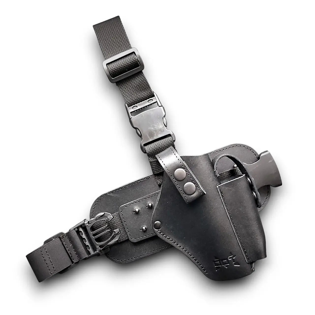 Glock 17 Leather Thigh Holster – Tactical Drop Leg, Black