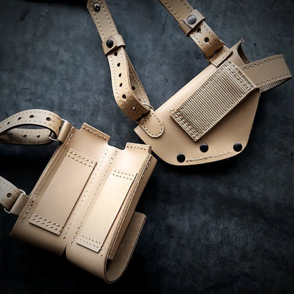 Makarov PM Shoulder Holster System | Leather | 2 Mag Pouches | Coyote