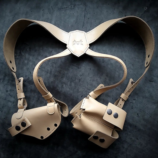 Makarov PM Shoulder Holster System | Leather | 2 Mag Pouches | Coyote