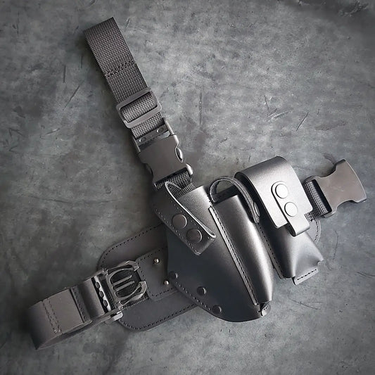 Thigh Holster for PM with Magazine Pouch | Leather | Black