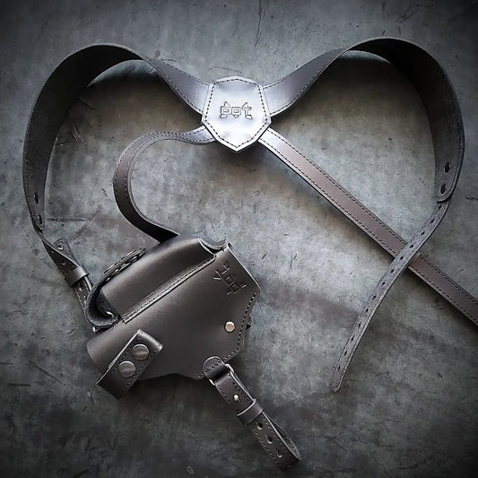 Leather Shoulder Holster for Glock 19 / Walther PDP Full Size  Black