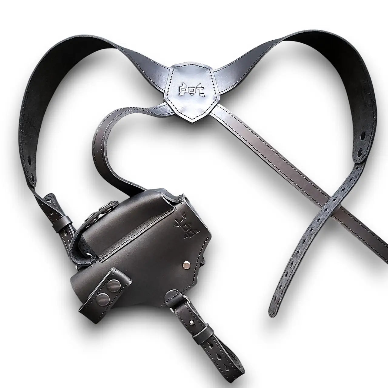 Leather Shoulder Holster for Glock 19 / Walther PDP Full Size  Black
