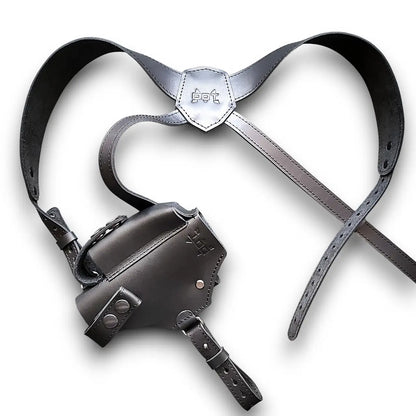 Leather Shoulder Holster for Glock 19 / Walther PDP Full Size  Black