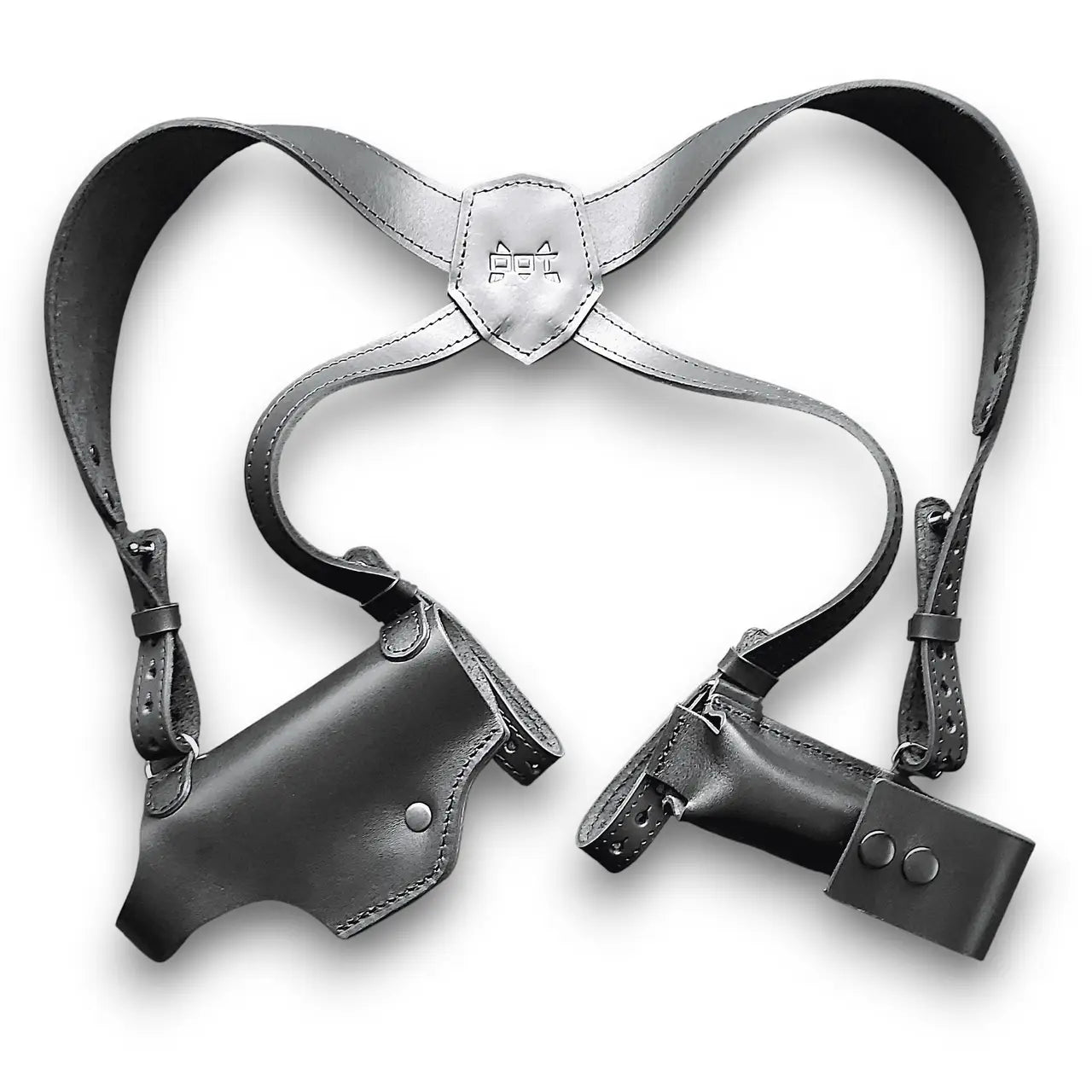 Leather Shoulder Holster for Glock 19 with Extra Magazine Pouch  Black