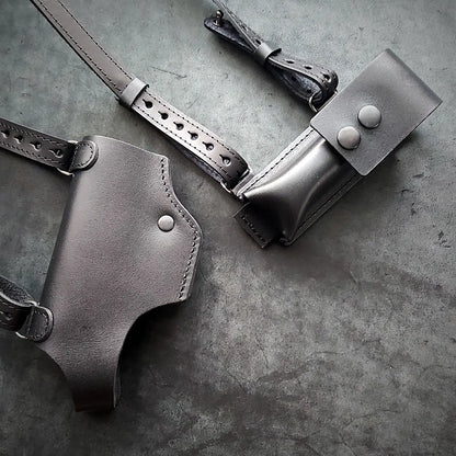 Shoulder Holster System with Magazine Pouch for Glock 17— Personalized  Tactical Holster , Black