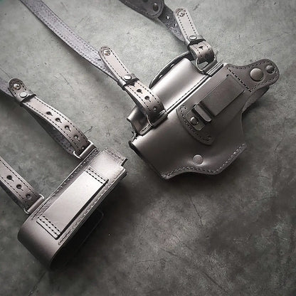 Leather Shoulder Holster for Glock 19 with  Magazine Pouch  Black