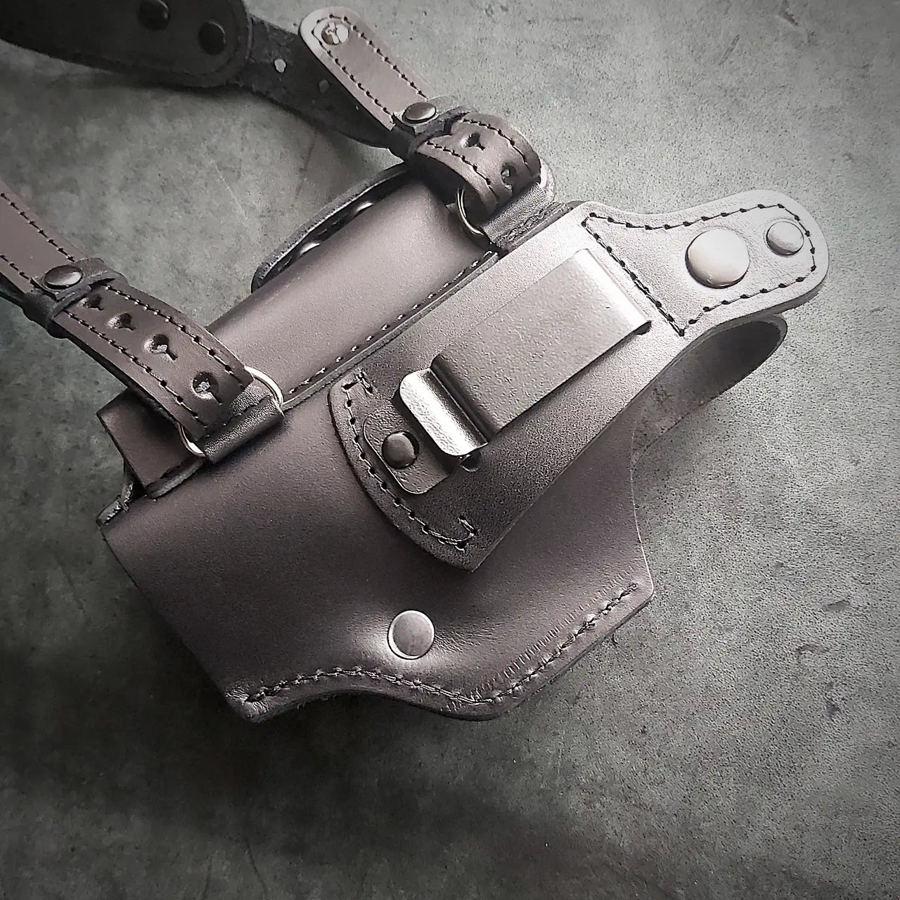 Leather Shoulder Holster for Glock 19 with  Magazine Pouch  Black