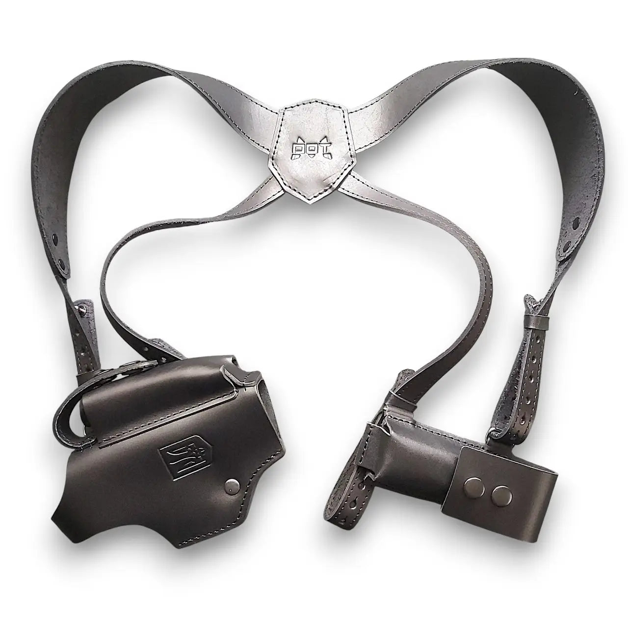 Leather Shoulder Holster for Glock 19 with  Magazine Pouch  Black