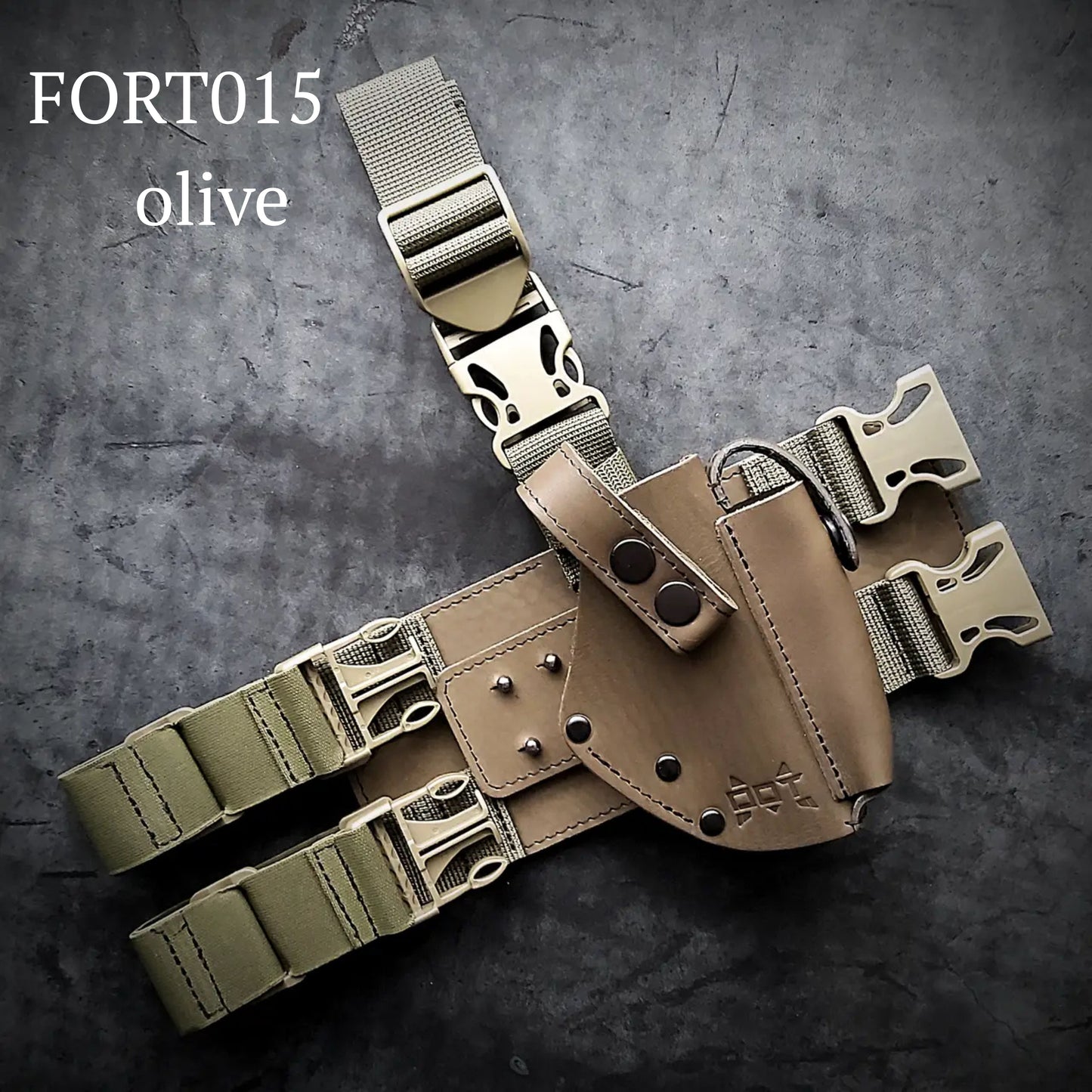FORT 12/17/20 Leather Drop Leg Holster Olive Green