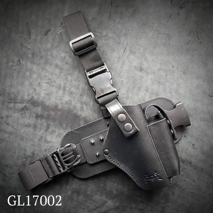Glock 17 Leather Thigh Holster – Tactical Drop Leg, Black