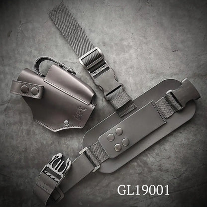 Leather Drop Leg Holster for Glock 19  Black