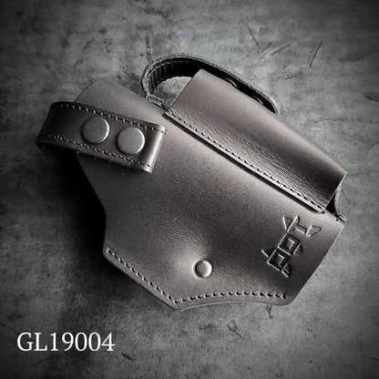 Leather Belt Holster for Glock 19 / Walther PDP Full Size with Magazine Pouch  Black