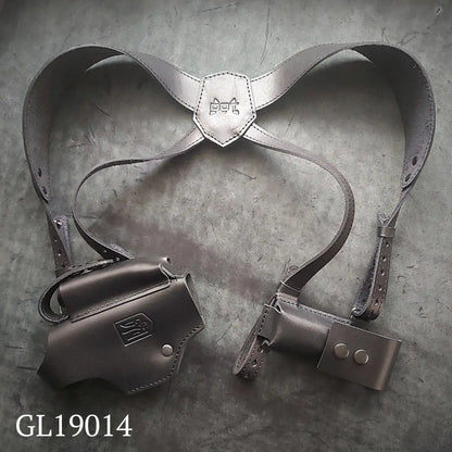 Leather Shoulder Holster for Glock 19 with  Magazine Pouch  Black