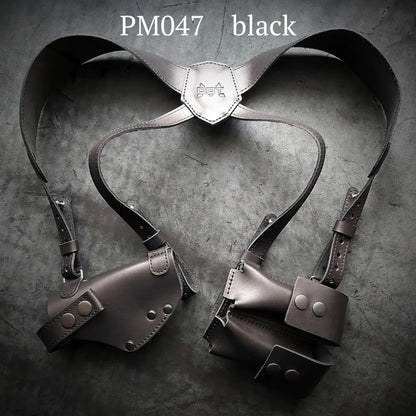 Makarov PM Shoulder Holster System | Leather | 2 Mag Pouches | Black