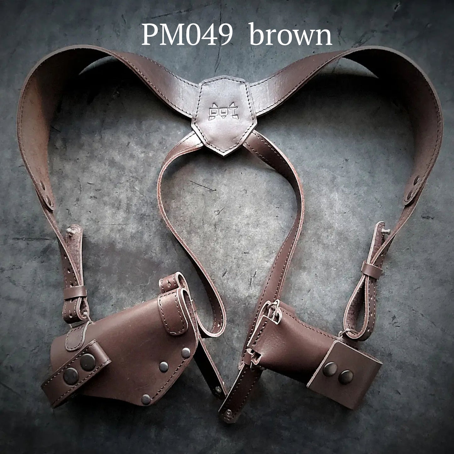 Leather Shoulder Holster for PM with Extra Magazine Pouch | Brown