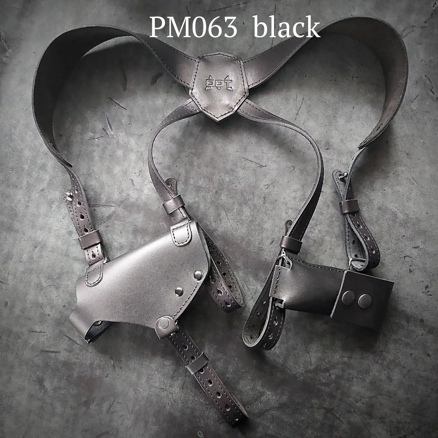 Leather Shoulder Holster for PM with Extra Magazine Pouch | Black